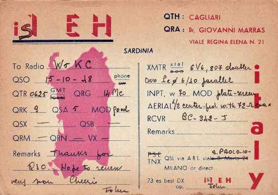 QSL IS1EH Giovanni Marras