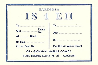 QSL IS1EH Giovanni Marras