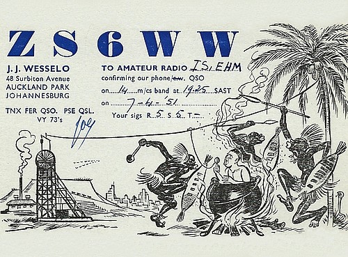 Cartolina QSL dal Sudafrica